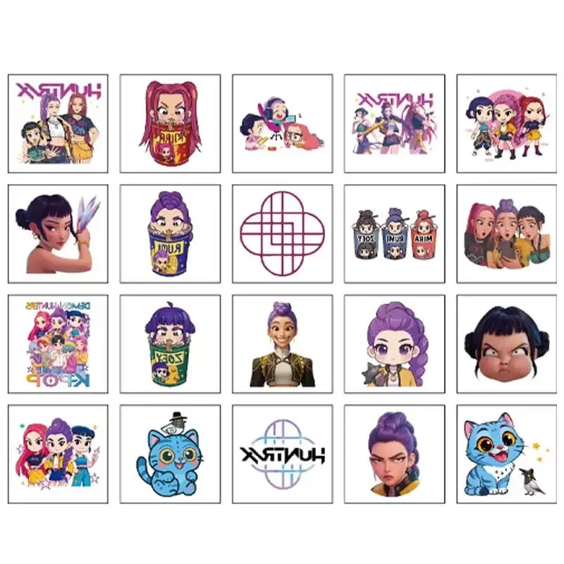 20pcs Cartoon K-Pop Demon Hunters Rumi Temporary Tattoo Stickers – Fun Party Gift Set
