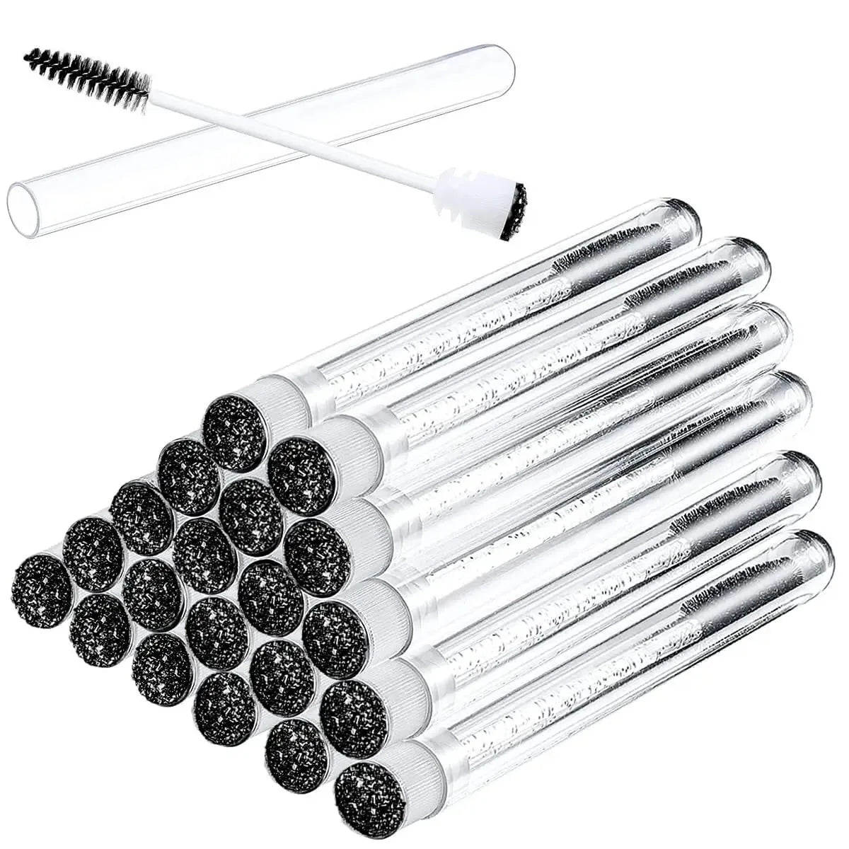 50PCS Eyelash and Eyebrow Brushes with Storage Tubes - Reusable Mascara Wands and Applicators for Lash Extensions and Makeup Care