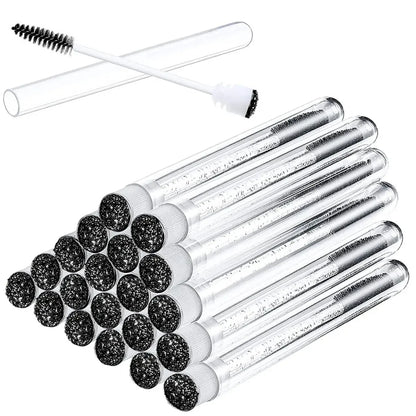 50PCS Eyelash and Eyebrow Brushes with Storage Tubes - Reusable Mascara Wands and Applicators for Lash Extensions and Makeup Care