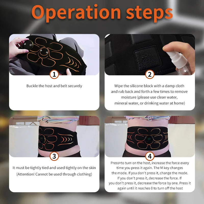 ABS EMS Abdominal Muscle Trainer — USB Rechargeable Waist Slimming Belt for Weight Loss & Muscle Toning Fitness Equipment