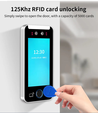 Asia Teco 5-Inch Face Recognition Access Control – WiFi TCP/IP Attendance Machine with Tuya App & Fingerprint Scanner