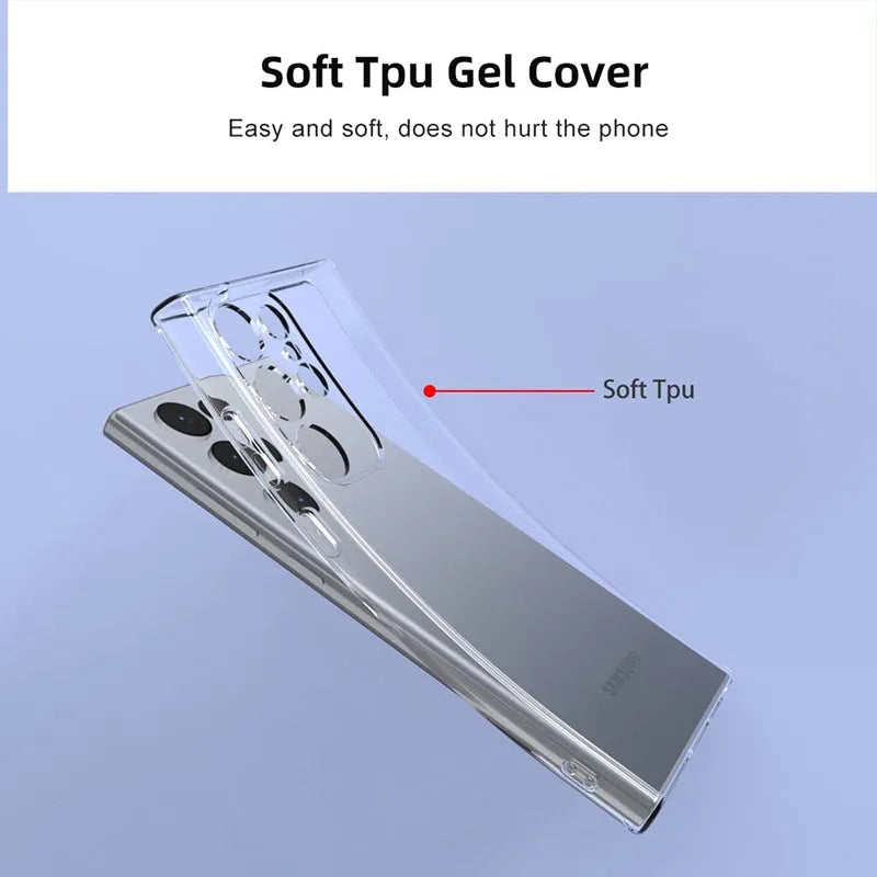 Soft Clear Silicone Phone Case for Samsung Galaxy A53 A13 A52 A12 A54 A16 A55 A52S S25 S24 S22 S21 S23 Ultra S20 FE Note 20 Ultra