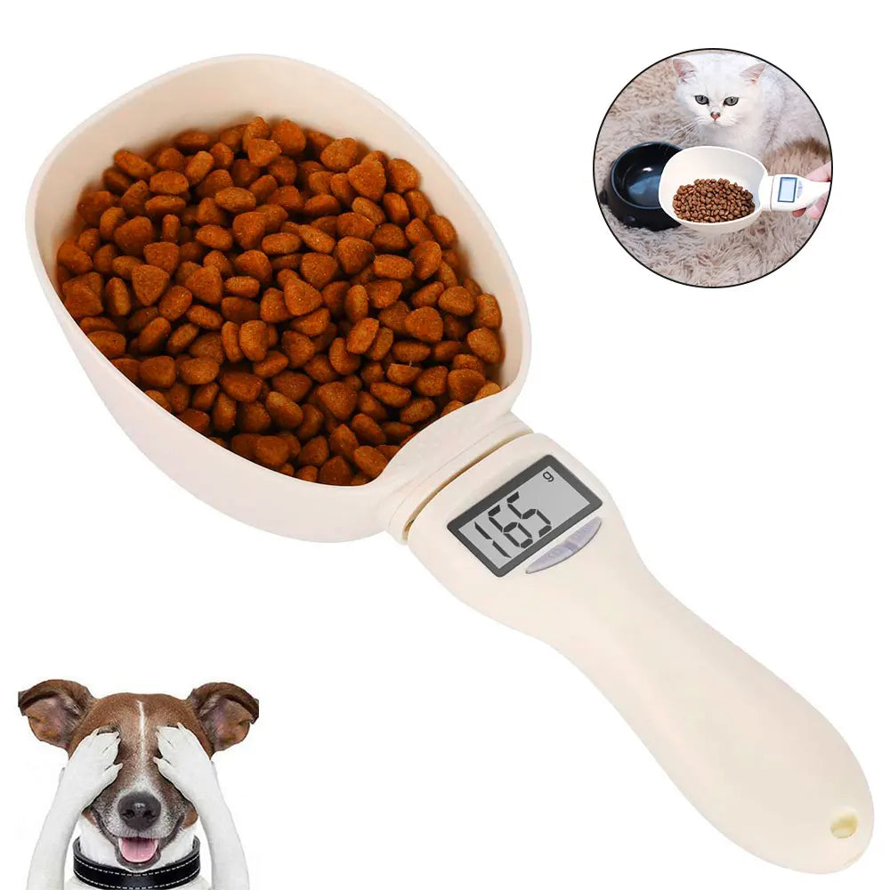 Pet Food Measuring Scoop - Electronic Dog and Cat Food Measuring Cup with Digital Spoon Scale and LED Display - Kitchen Food Scale