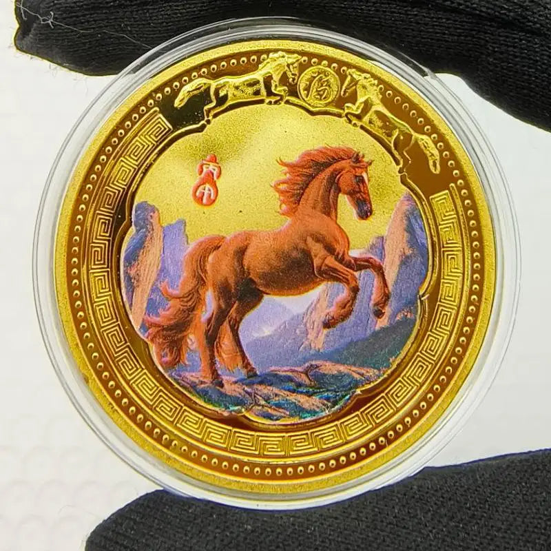 2026 Year of the Horse Chinese Commemorative Coin – Lucky Animal Metal Collectible New Year Souvenir Gift