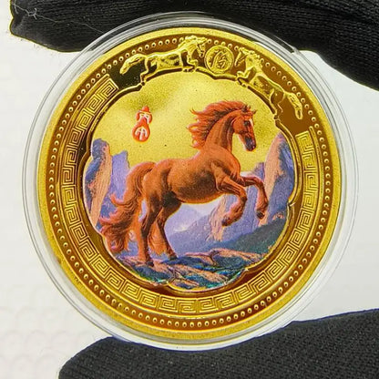 2026 Year of the Horse Chinese Commemorative Coin – Lucky Animal Metal Collectible New Year Souvenir Gift