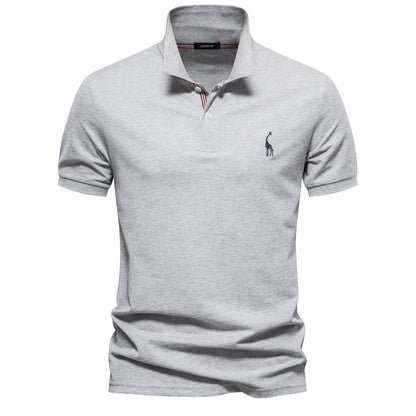 AIOPESON Men's Cotton Polo Shirt - Short Sleeve Solid Color Summer Casual Polo Top