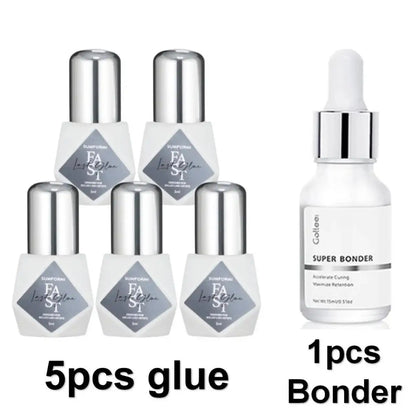 Gollee 5-Pack Eyelash Extension Glue – 7-9 Week Long-Lasting, Quick-Dry 0.3-1s, Black & Latex-Free