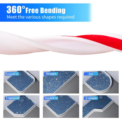1/3M Silicone Shower Water Barrier - Self-Adhesive Folding Edge Strip for Bathroom Wet-Dry Separation