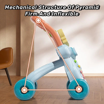 Baby Push Walker Toy – Early Learning Sit-to-Stand Anti-Rollover Multi-Function Activity Walker for Infants and Toddlers