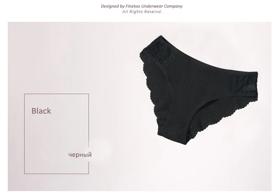 Floral Lace Cotton Women’s Panties - Comfortable Briefs, Solid Color Underwear, 3PCS/Set, Sizes M-XXL