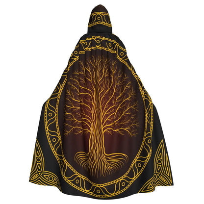 Tree of Life Celtic Cloak – Hooded Medieval Costume for Adults, Witch, Wicca, Vampire & Elf Purim Carnival Party