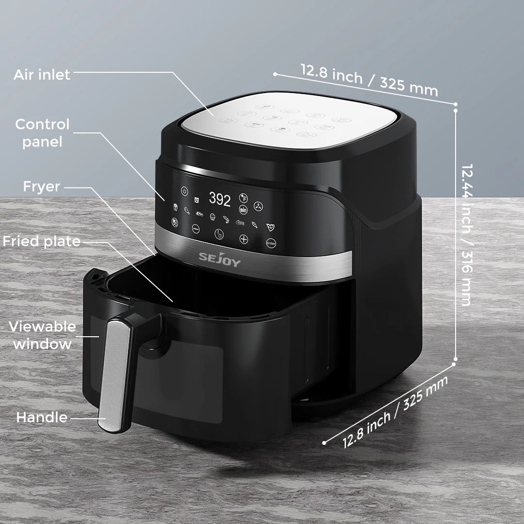 8-in-1 6L Electric Air Fryer Oven – Oilless Cooker for Roasting, Baking, Dehydrating & Keeping Food Warm, 120V