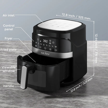 8-in-1 6L Electric Air Fryer Oven – Oilless Cooker for Roasting, Baking, Dehydrating & Keeping Food Warm, 120V
