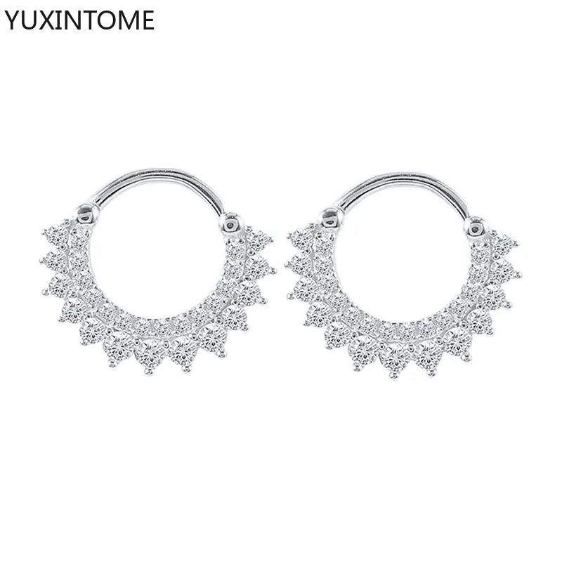 925 Sterling Silver White Zircon Hoop Earrings for Women – Fashion Geometric Crystal Silver Earrings Fine Jewelry Elegant Daily Wear Jewelry