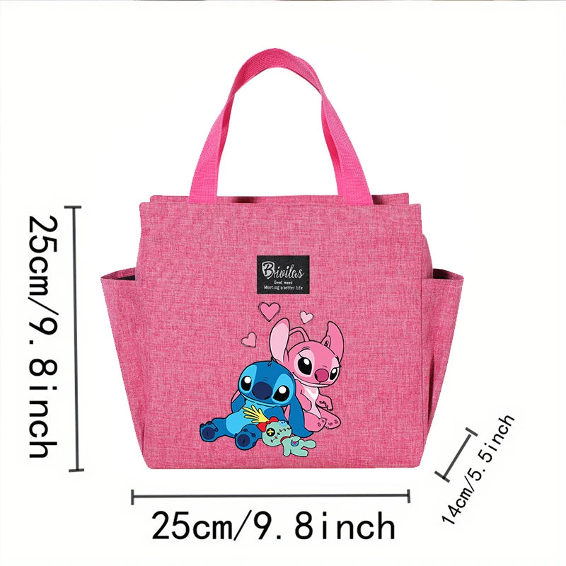 Stitch Insulated Lunch Bag – Waterproof Oxford Cloth with Aluminum Foil, Portable Reusable Square Tote for Work, School, and Picnic