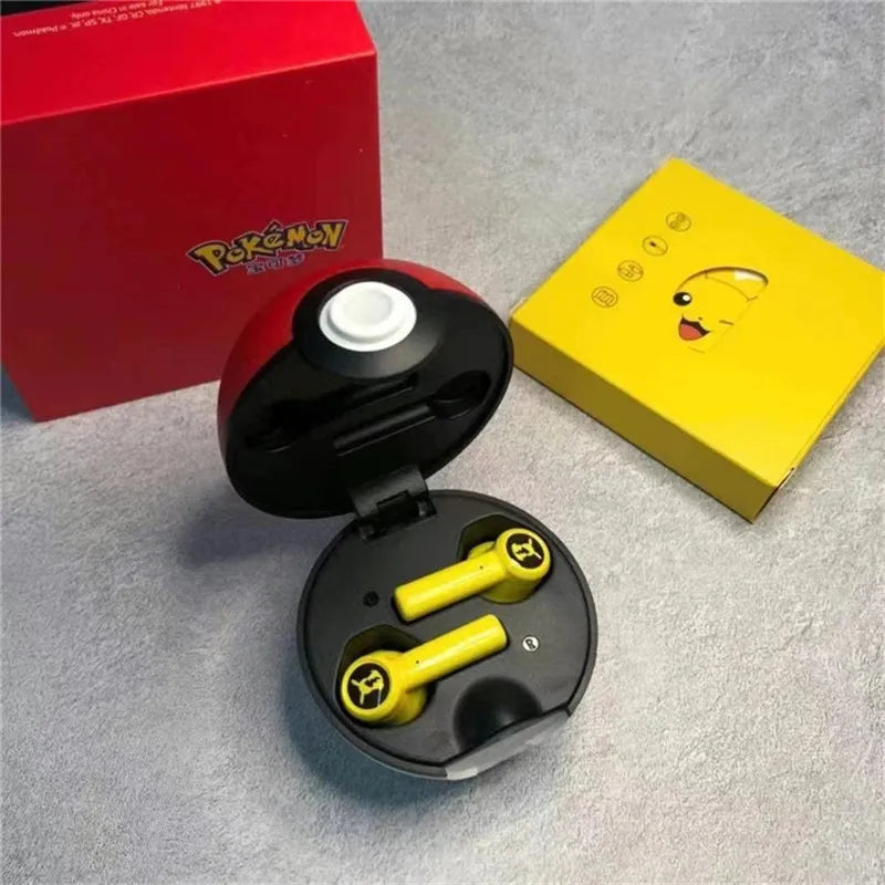 Pokémon Pikachu Wireless Bluetooth 5.0 Earphones – Noise Reduction Sport Headphones with Touch Control & Mic, Universal Gift