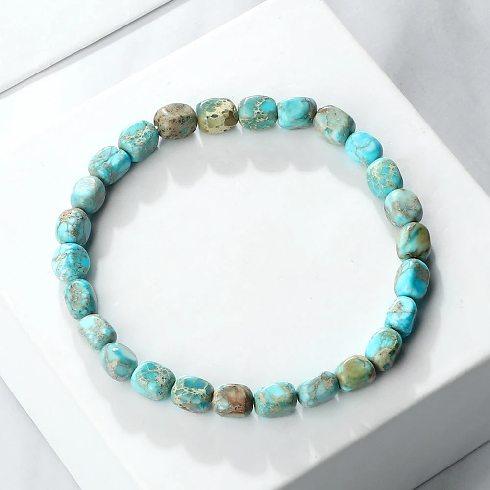 Natural Onyx Stone Bracelet - Bohemian Vintage Charm Elastic Yoga Jewelry for Women & Men