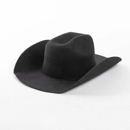 100% Wool Western Cowboy Hat – Casual Felt Cowgirl Hat for Men & Women, Autumn & Winter Outdoor Sunshade Fedoras Top Hat