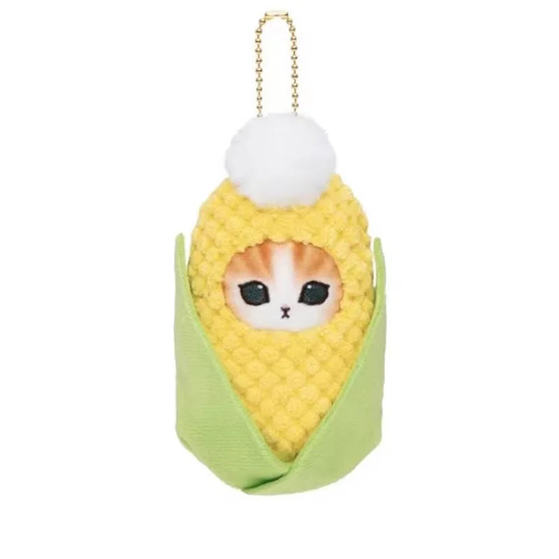 Yoyo Japanese Style Mofusand Plushie Shark Cat Keychain — Cute Fruit & Vegetable Soft Pendant Gift for Girls