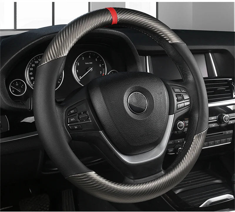 Fashion Universal Car Steering Wheel Cover — Breathable, Anti-Slip, 37-38cm Car Accessory