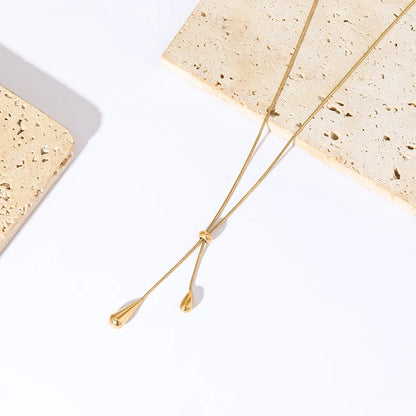 GANEMLY 316L Stainless Steel Water Drop Pendant Necklace – Trendy 18K Gold Plated Women’s Jewelry Gift