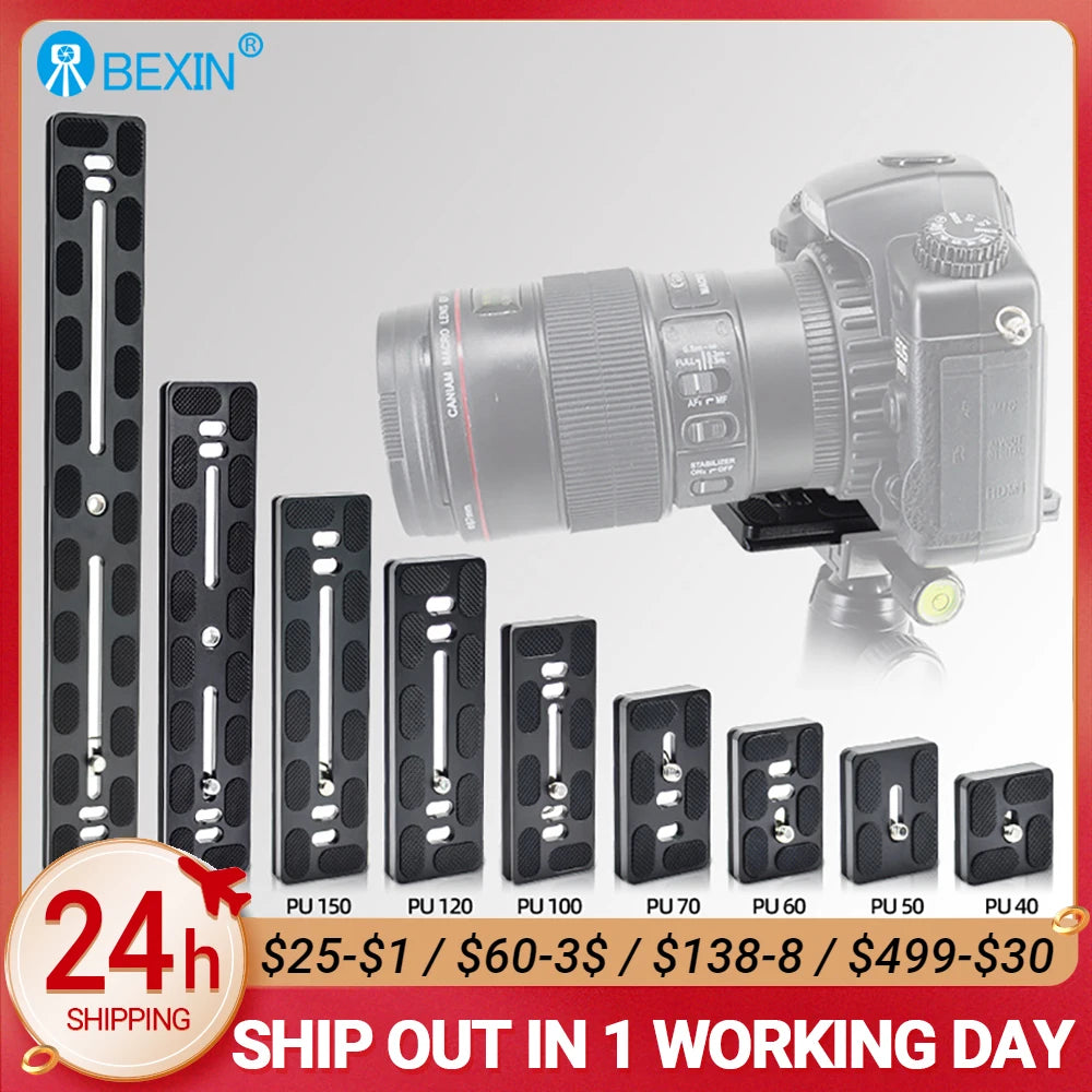 BEXIN Universal Aluminum Alloy Quick Release Plate – 1/4" Screw Tripod Mount Adapter for Arca Swiss & Benro Ball Head Cameras
