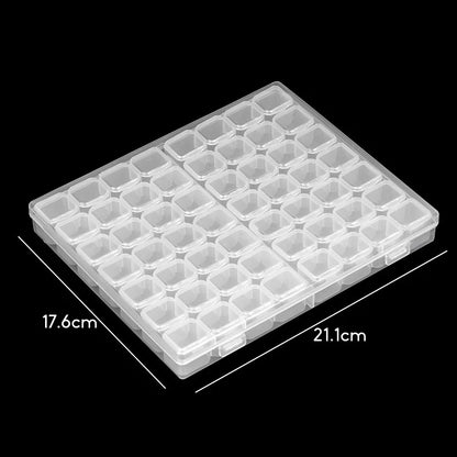 28/56 Grid Adjustable Plastic Storage Box with Label Stickers — Jewelry, Nail Art & Diamond Painting Accessories Organizer