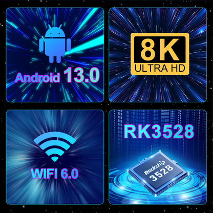 Android 13 8K Ultra HD Smart TV Box, Wifi6, 4GB/64GB, Fast Media Player, Netflix, YouTube, ATV MAXA13