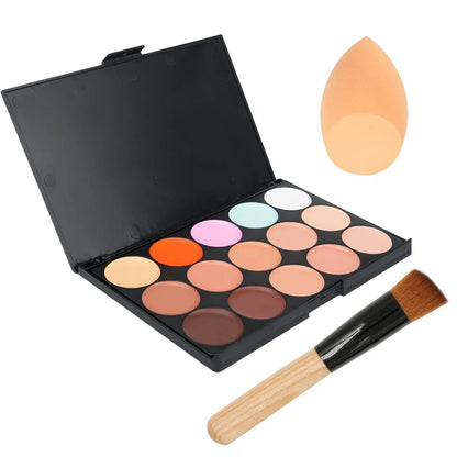 15-Color Professional Concealer & Contour Palette – Full Coverage Camouflage Cream Foundation Makeup Kit