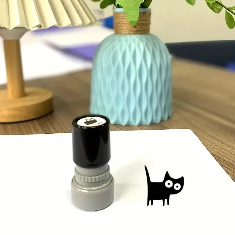 Cute Black Cat Cartoon Stamps – 4-Style DIY Scrapbooking, Diary, Collage & Stationery Decoration Set