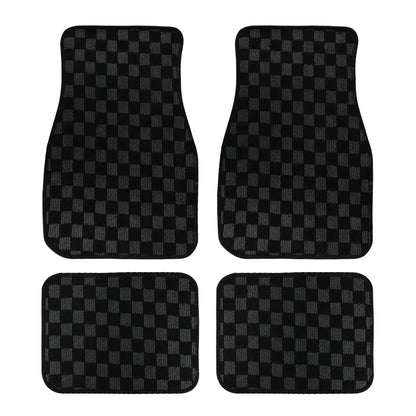 4PCS Dadu Dice Car Floor Mats - Checkered Anti-Slip Carpet Foot Pad Set
