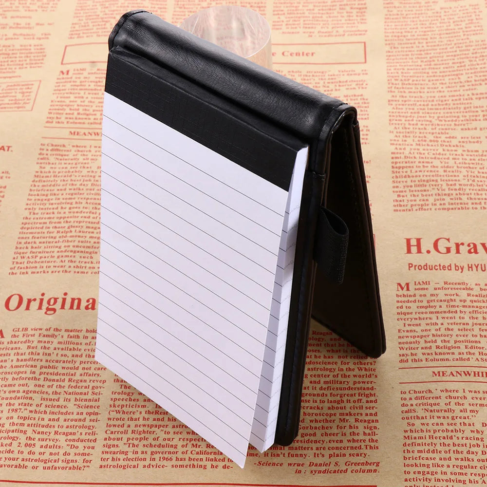 Leather A7 Pocket Planner - Small Business Diary Notebook, Office and School Stationery with Notepad for Memos