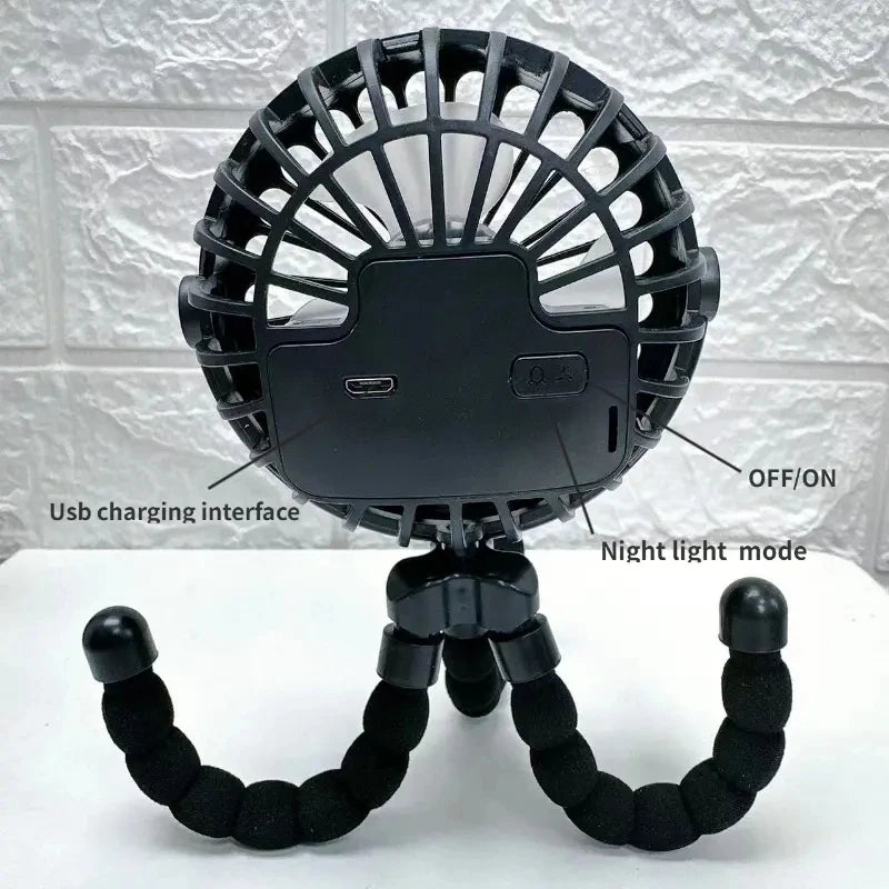 Rechargeable Baby Stroller Fan: Handheld USB Bladeless Mini Ventilator - Silent Cooling for Outdoor Use, Neck and Table Fan