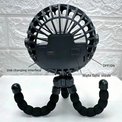 Rechargeable Baby Stroller Fan: Handheld USB Bladeless Mini Ventilator - Silent Cooling for Outdoor Use, Neck and Table Fan