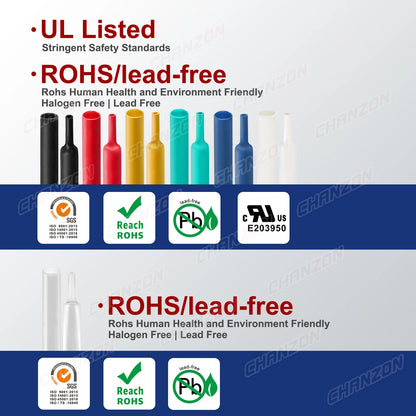 1.22M-2.5M Heat Shrink Tube with Glue – 4:1 Double Wall Adhesive Lined, Waterproof Marine Grade Shrinking Wrap for Wire