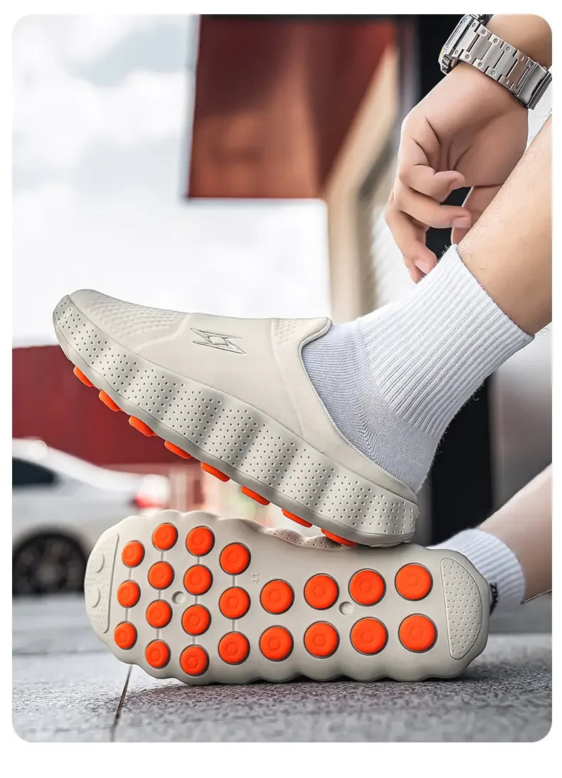 2026 Oversized Closed-Toe Slides - Thick Platform Sole Comfort Walking Slippers with Shock Absorption & Strong Grip