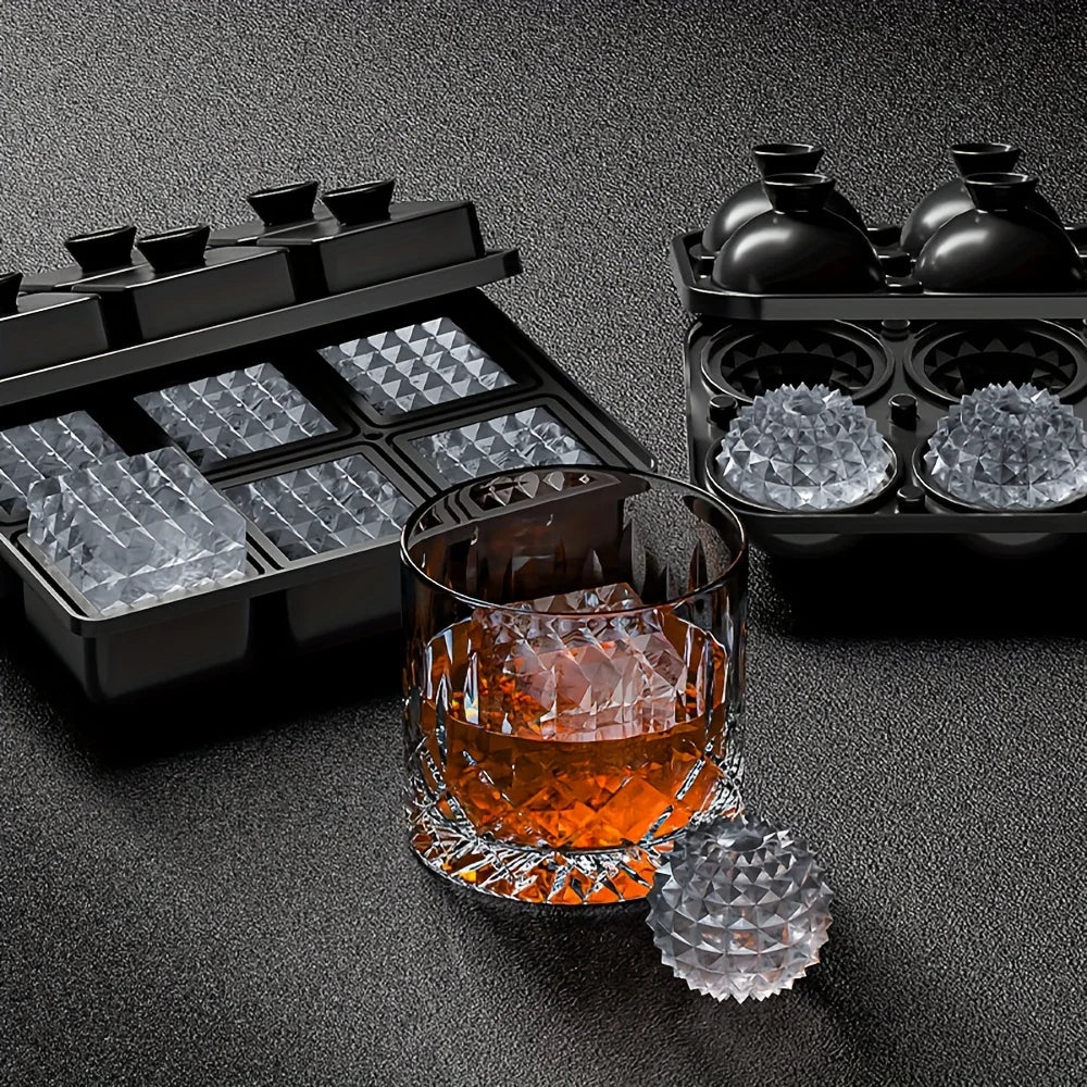 Easy-Release Silicone Ice Cube Tray with Funnel – Stackable Leakproof Design for Whiskey & Drinks, Perfect for Parties & Home
