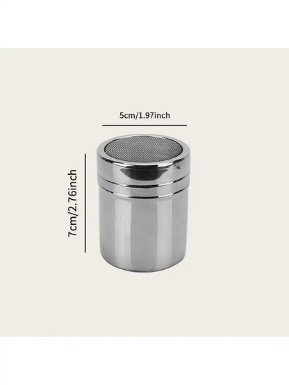 Silver Stainless Steel Mesh Shaker – Dusting Spice Jar for Salt, Sugar, Pepper, Cocoa & Icing Powder