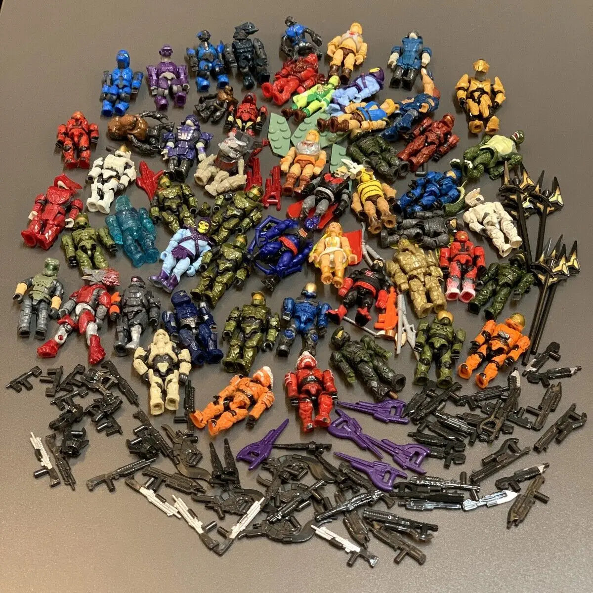 Mega Construx Lot – Master Chief, Elite, Grunt & MOTU He-Man Figures with Weapons