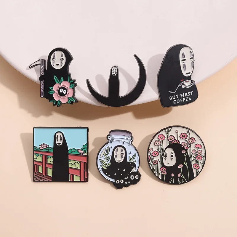 6-Piece Cartoon Character Enamel Pin Set - Cute Metal Brooches and Funny Lapel Badges for Kids, Friends, and Gifts