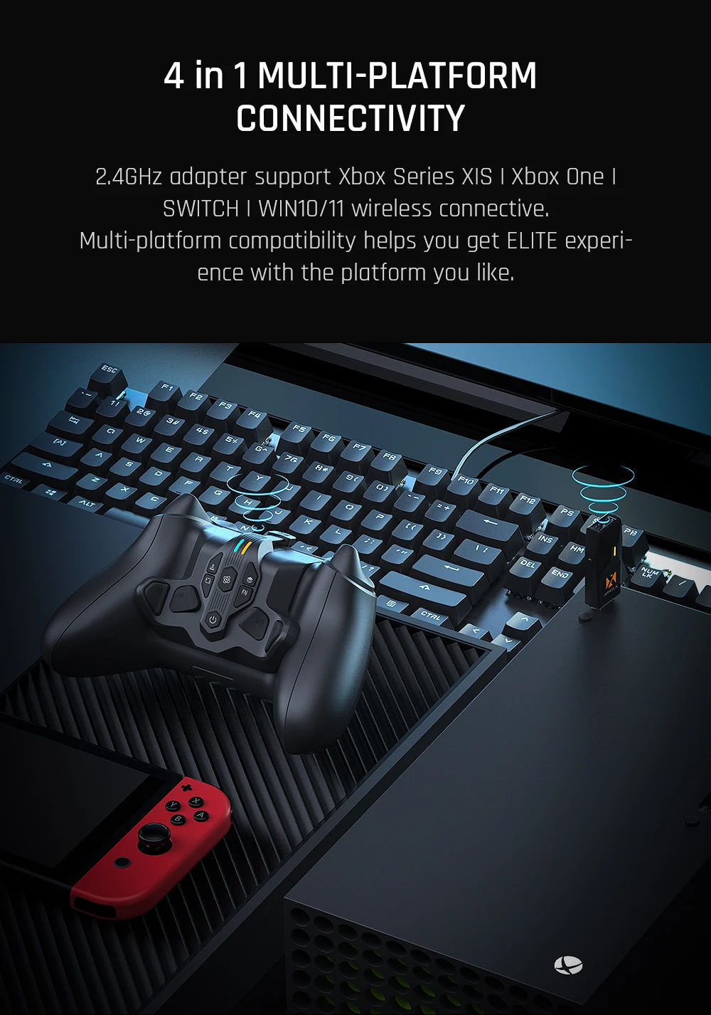 BIGBIG WON ARMOR-X Pro Rear Paddle Adapter – Back Button Attachment & Extension Keys for Xbox Series X/S Controller & NS Switch