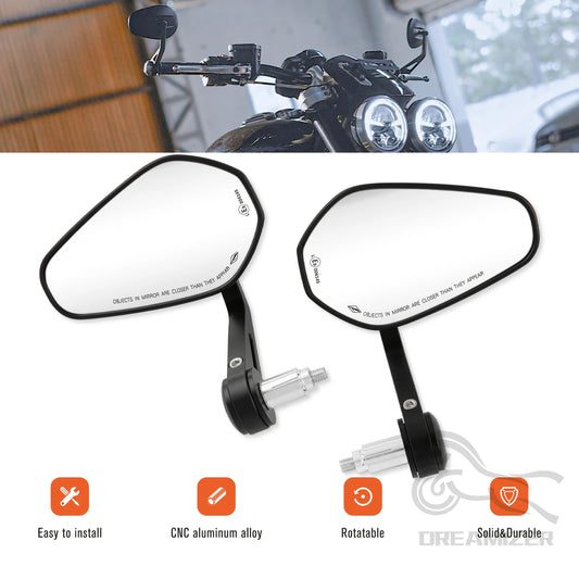 Motorcycle Rearview Side Mirrors | 7/8" & 1" Handlebar End Mirrors for Yamaha & Kawasaki