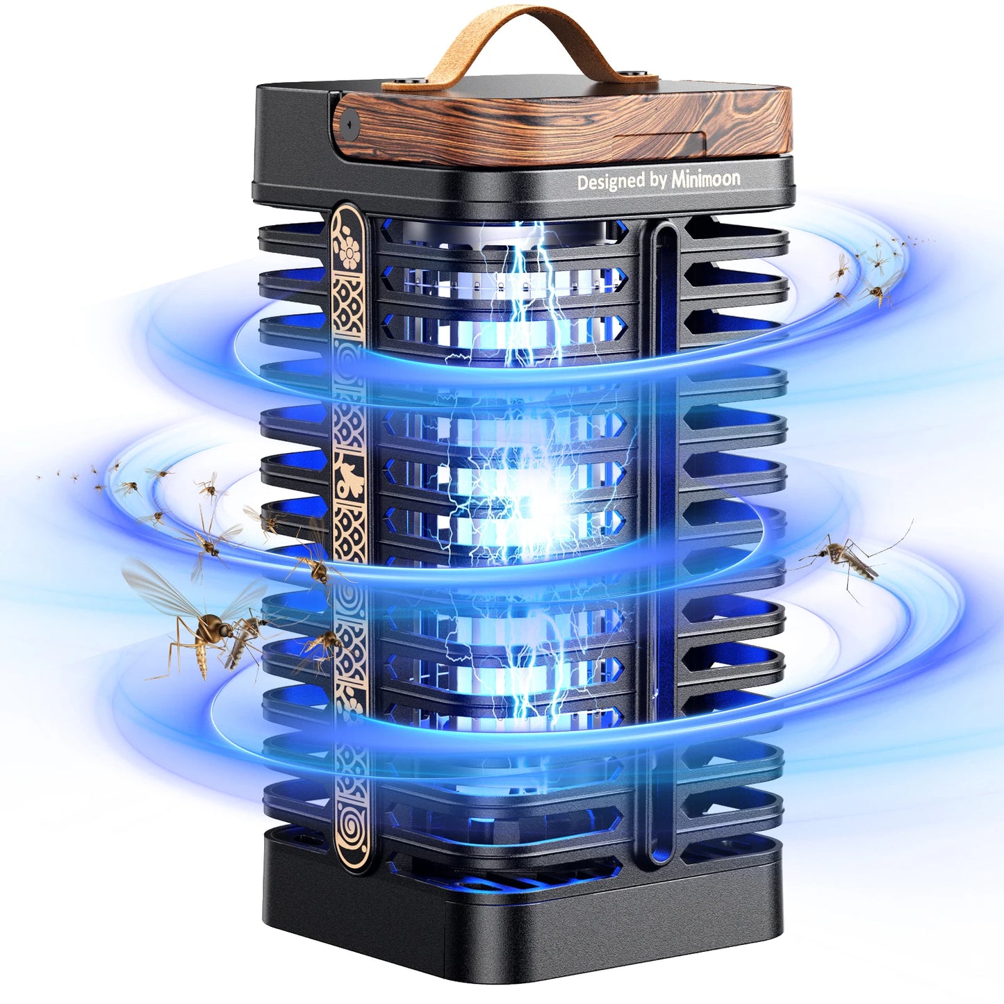 Minimoon Bug Zapper - 4200V Outdoor Electric Mosquito & Fly Trap with Dual LED Light