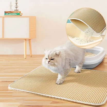 Double Layer Cat Litter Mat - Waterproof Pet Litter Trapping Pad for Clean Floors and Cat Box Accessories