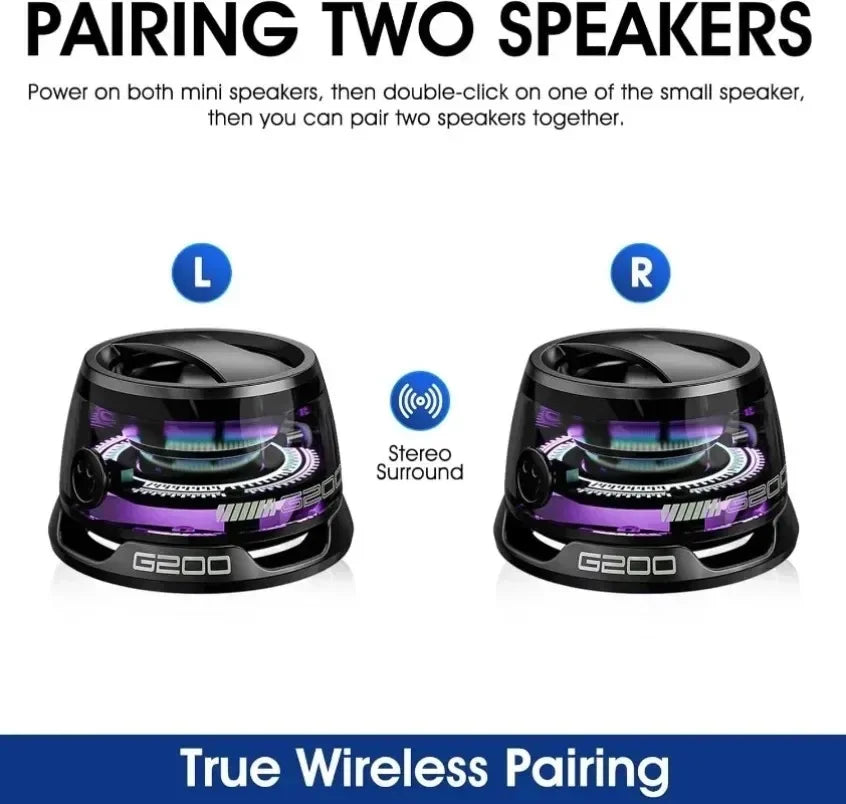 Mini Travel Bluetooth Speaker – Portable Outdoor Stereo with Magnetic Base, RGB Lights & Phone Holder for iOS