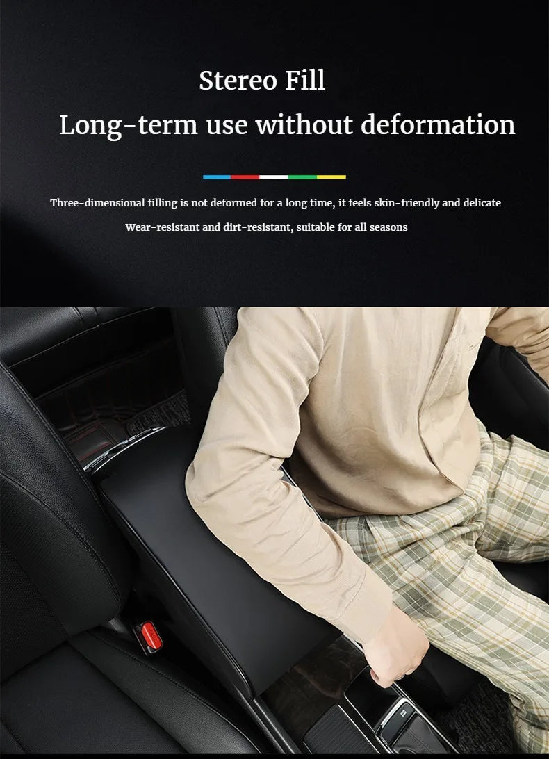 PU Leather Car Armrest Pad – Universal Heightened Center Console Cushion, Comfortable Armrest Cover (31cm x 20cm x 4.5cm)