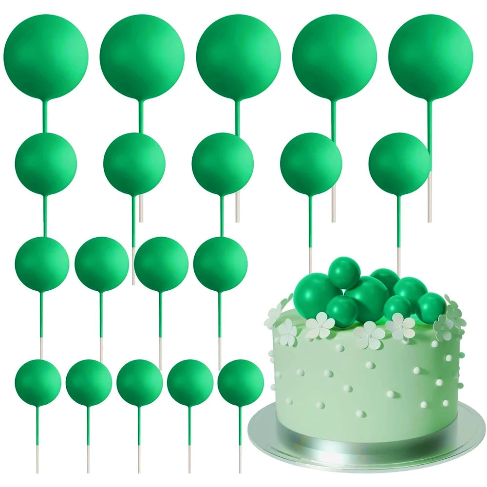 20Pcs Colorful Cake Topper Balls – Gold, Silver & Pastel DIY Cake Decorations for Birthday, Wedding & Party Supplies