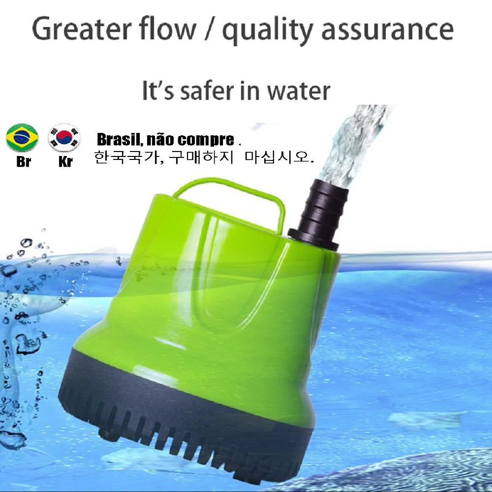 Submersible Water Pump – Ultra-Quiet for Fish Tanks, Ponds, Hydroponics, Fountains, 6W-100W, 110V-220V