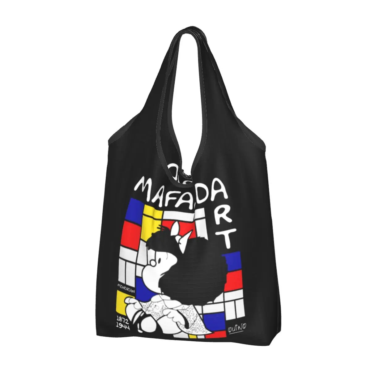 Anime Mafalda Cartoon Grocery Tote Bag – Large Capacity Fashion Shopper Shoulder Handbag, Portable Kawaii Canvas Bag for Everyday Use