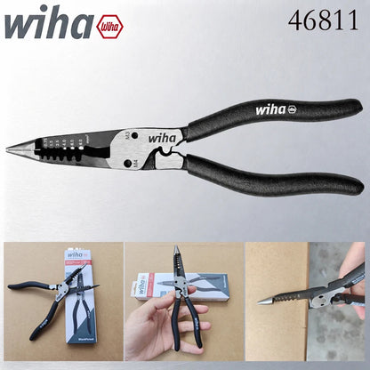 Wiha 46811 6-in-1 Needle Nose Wire Stripper Pliers - 200mm BlackForest Multi-Purpose Repair Tool